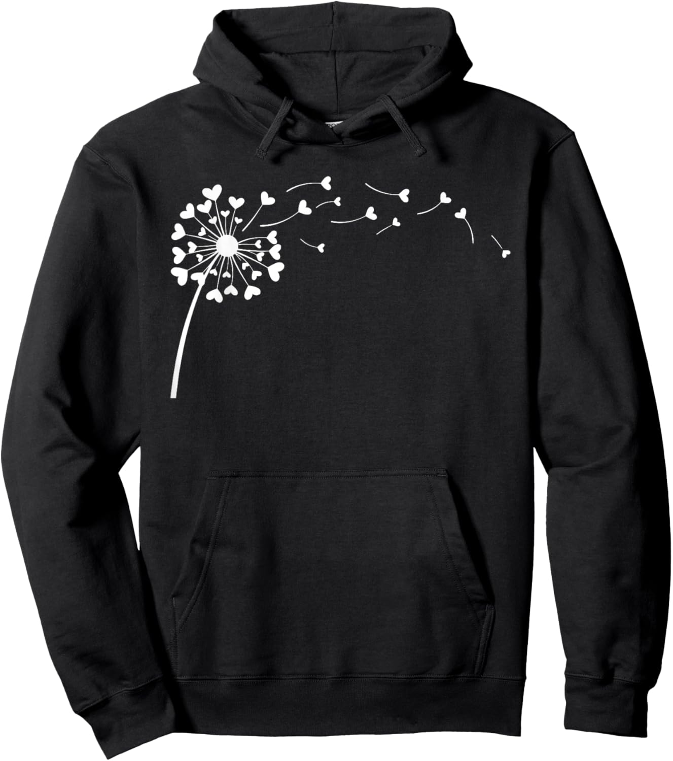 Heart Dandelion Flower Love Cute Valentines Day Girls Hoodie - Hoodie | Black