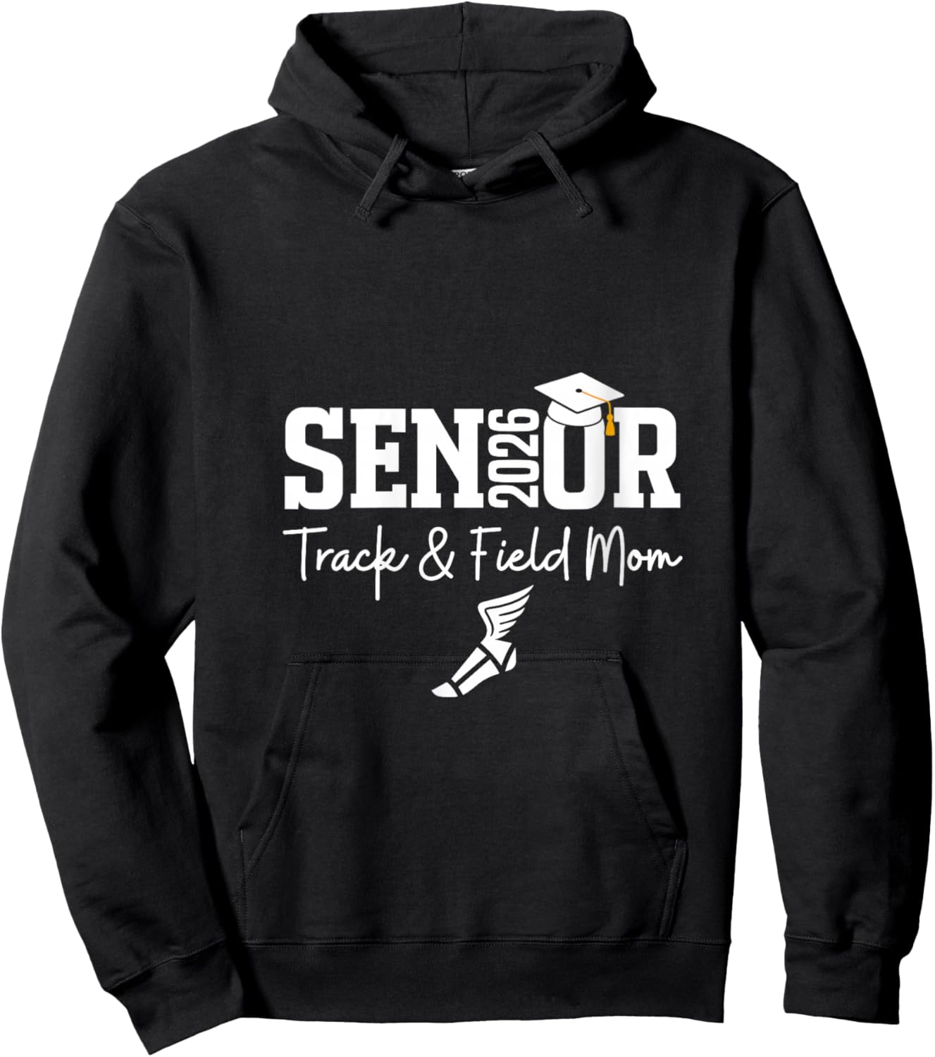 Women's Track & Field Senior Mom Class of 2026 Graduation 26 V-Neck Hoodie - Hoodie | Black