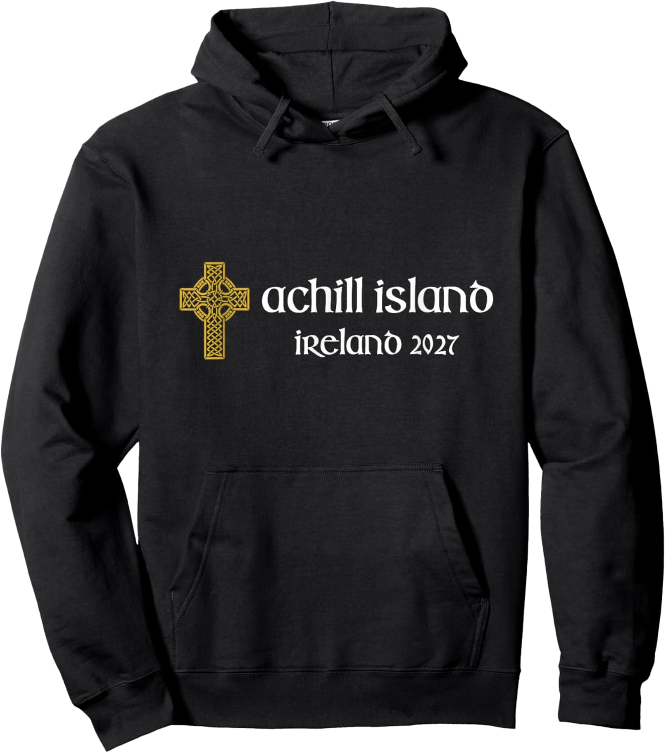 Achill Island Mayo Ireland 2027 Celtic Cross Hoodie - Hoodie | Black