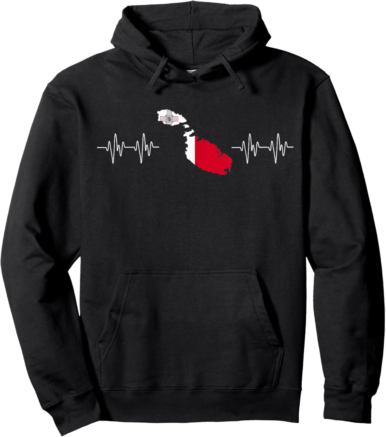 Malta Heartbeat Flag Souvenir Patriotic Men Women Hoodie - Hoodie | Black