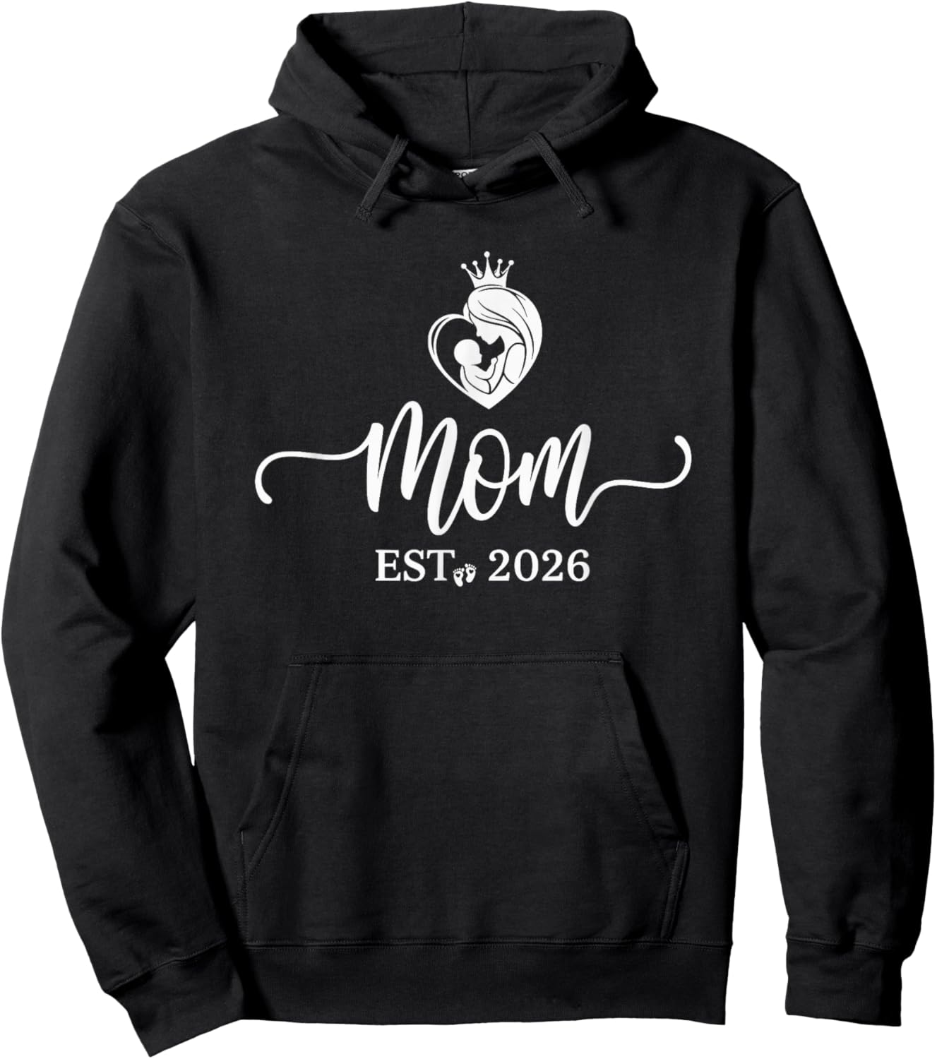 Mom Est 2026 New Moms Dads Matching Mother to Be 2026 Hoodie - Hoodie | Black