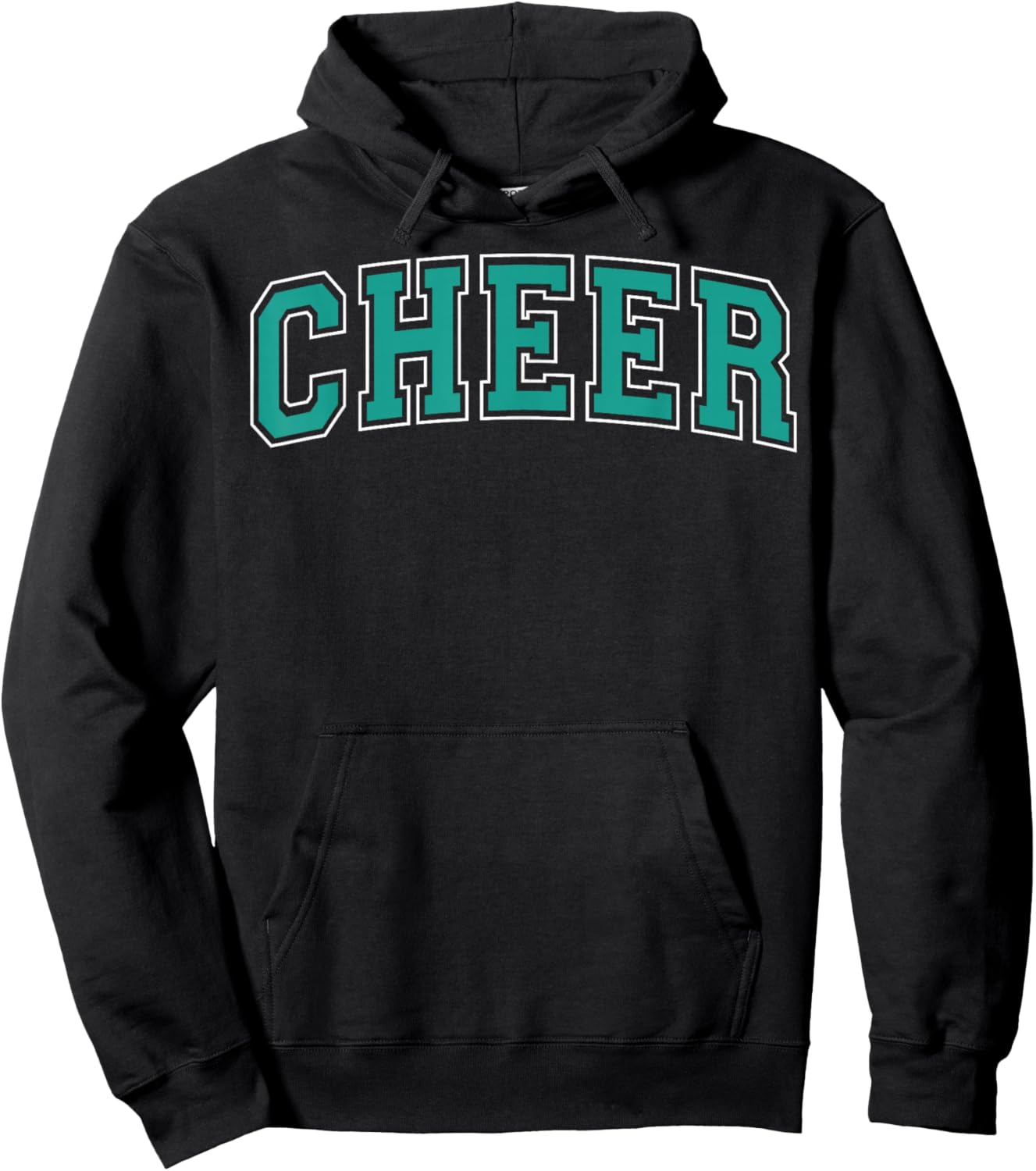 Cheer Varsity Teal and White Cheerleader Cheerleading Hoodie - Hoodie | Black