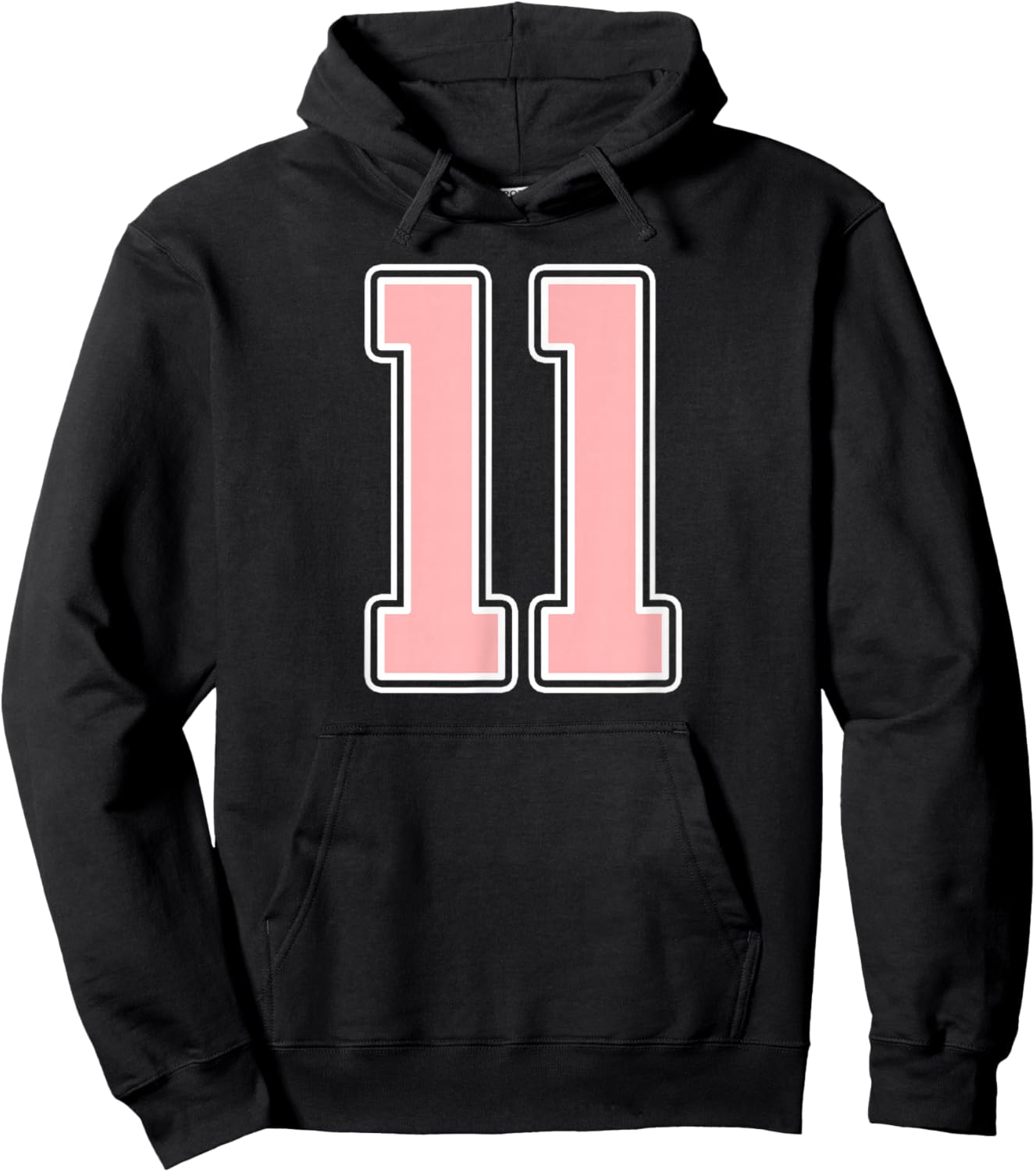 Cute Pink and White Number 11 Jersey Player Uniform #11 Fan Hoodie - Hoodie | Black