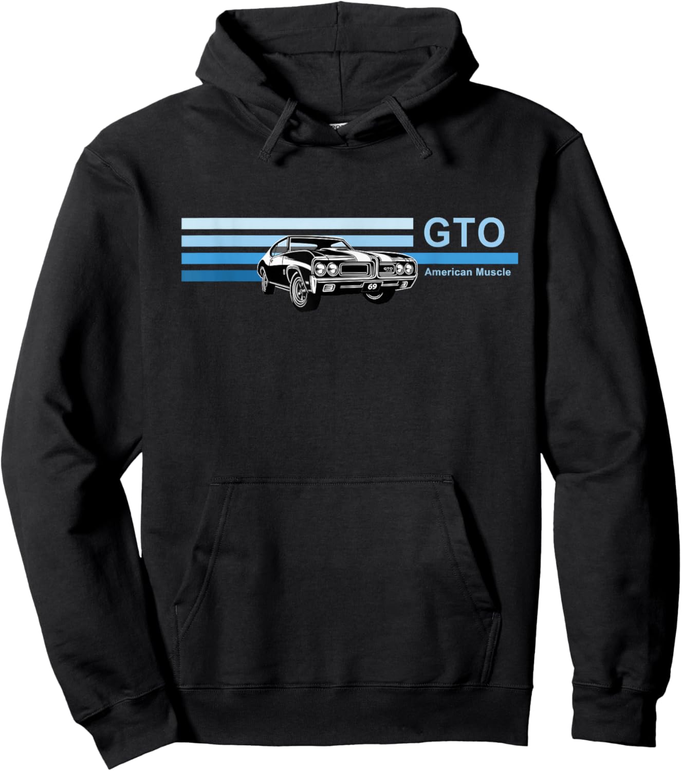 Vintage 1969 GTO, Classic Cars, American Muscle CAR Art, Blu Hoodie - Hoodie | Black