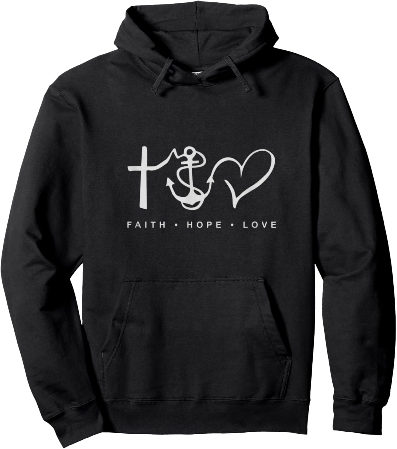 Collection Faith Hope Love Minimalist Design Anchor Heart Hoodie - Hoodie | Black
