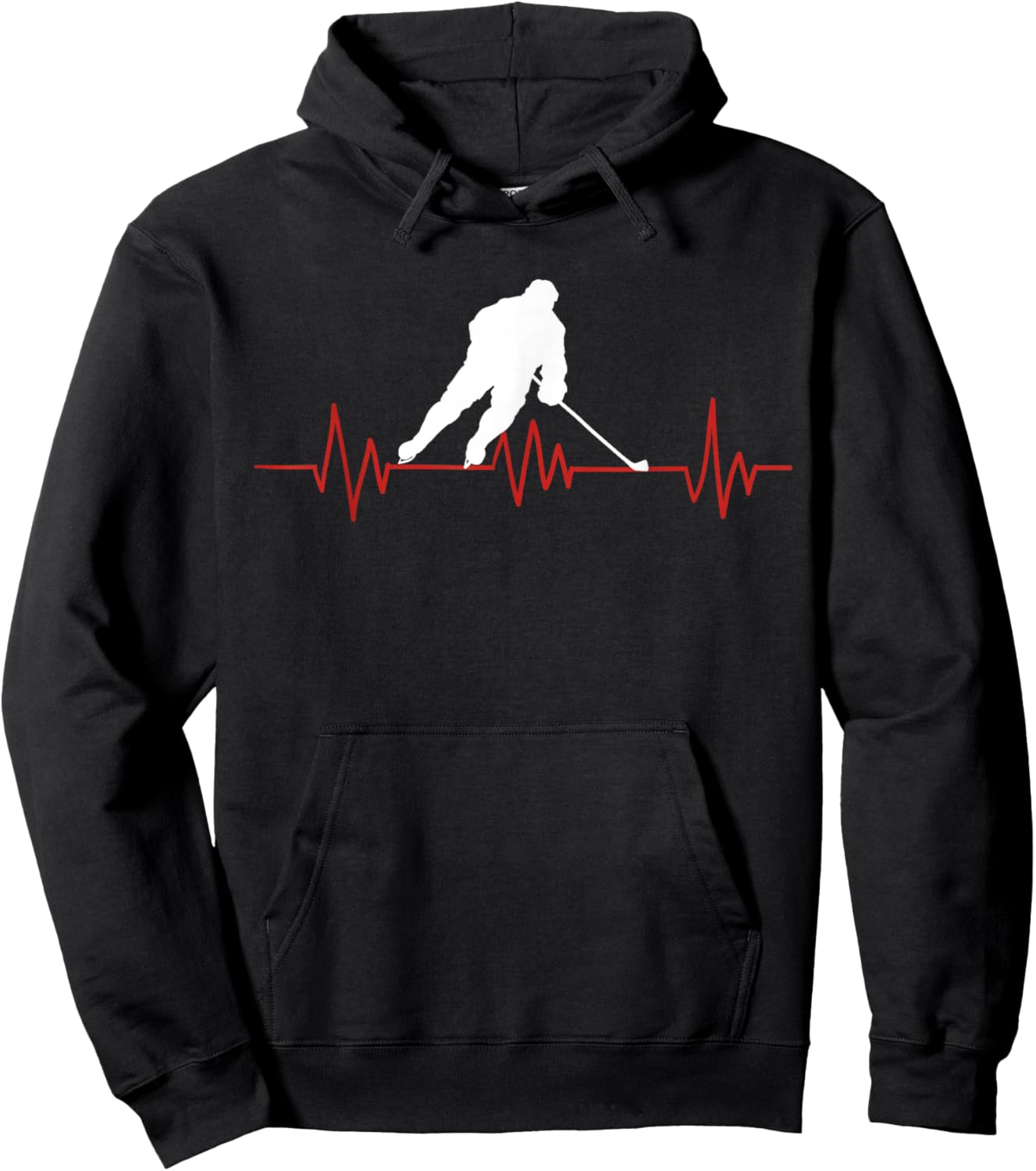 Ice Hoceky EKG Hockey Heartbeat Hoodie - Hoodie | Black