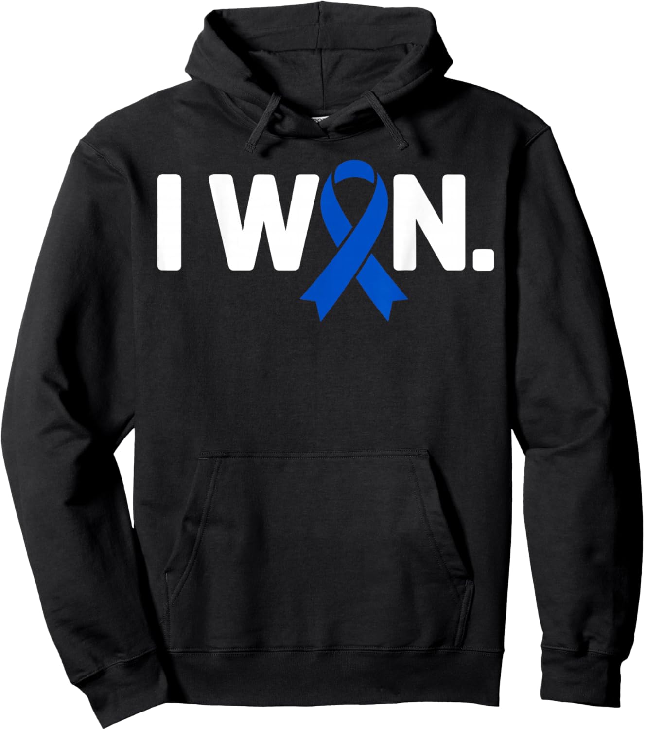 I Won Survivor Colorectal Colon Cancer Awareness Blue Ribbon Hoodie - Hoodie | Black