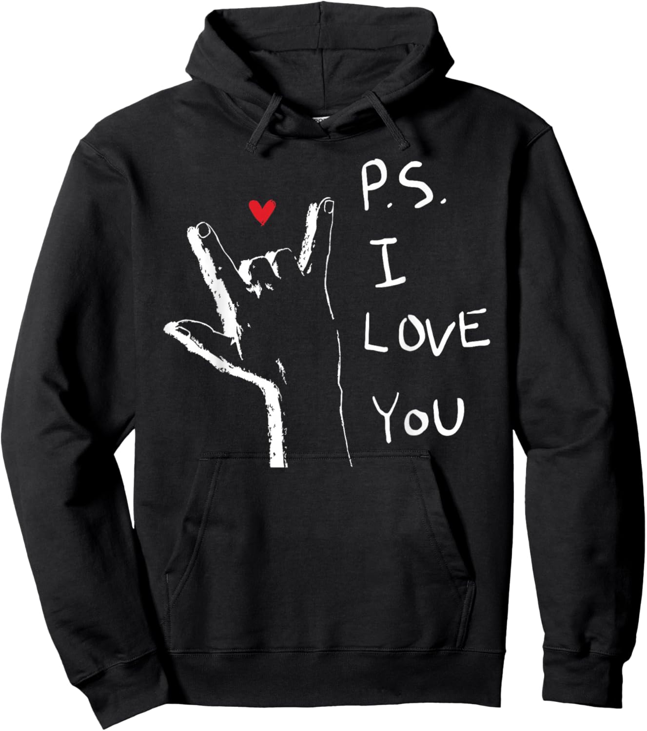 PS I Love You Day Valentine's Day Purple Heart Kid Men Women Hoodie - Hoodie | Black