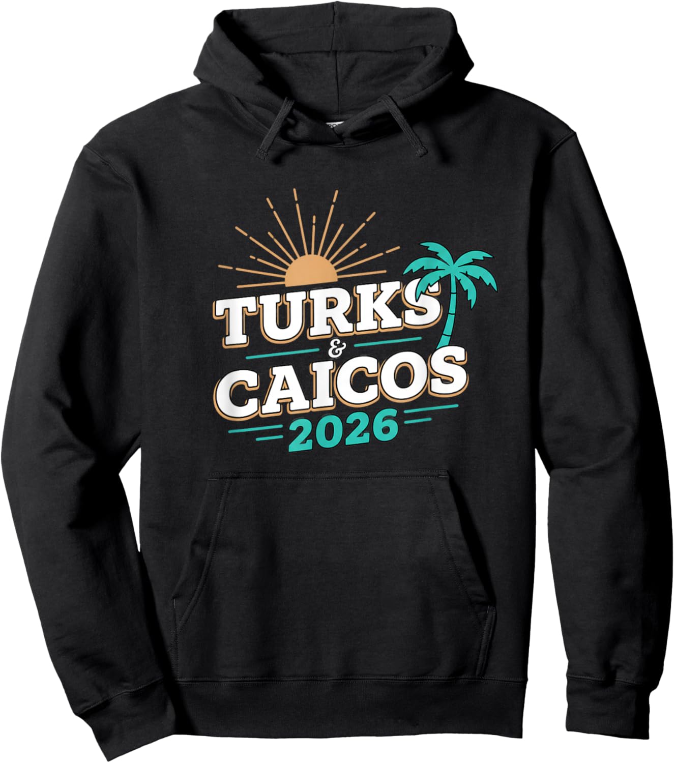 Turks Caicos 2026 Palm Tree Vacation Souvenir Travel Hoodie - Hoodie | Black