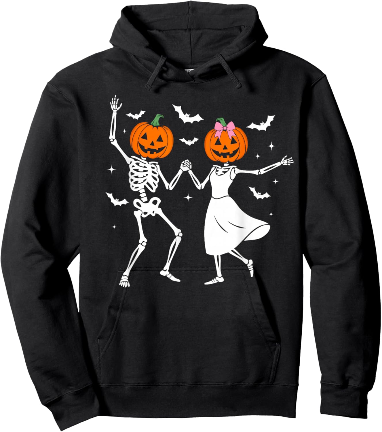 Dancing Skeleton Pumpkin Retro Halloween Costume for Couples Hoodie - Hoodie | Black