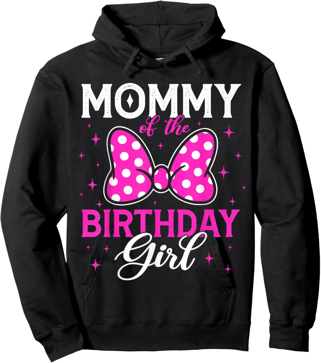 Mommy of The Birthday Girl Cute Pink Bow Family Matching Hoodie - Hoodie | Black