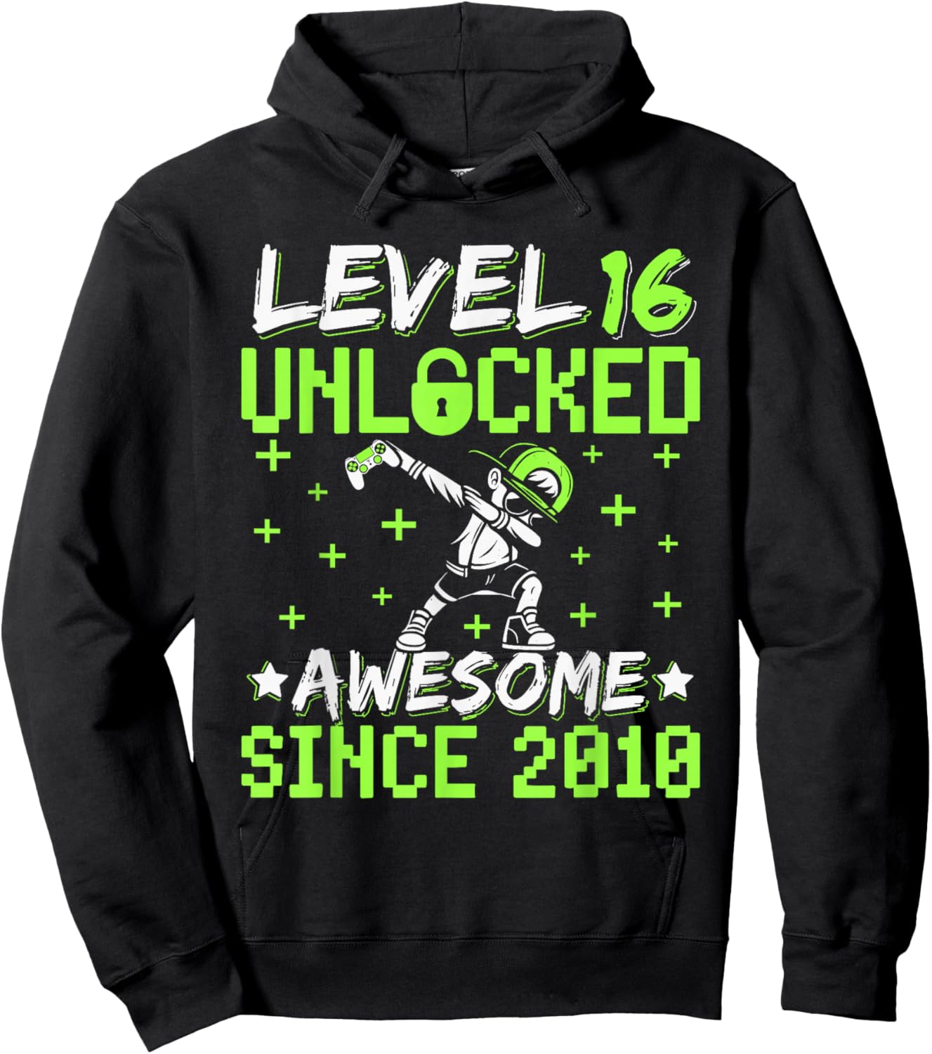 Level 16 Unlocked Awesome Since 2010 16th Birthday Gamer Boy Hoodie - Hoodie | Black