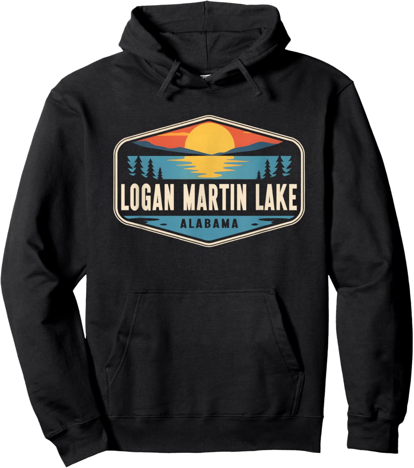 Logan Martin Lake Alabama Outdoors Vintage Hoodie - Hoodie | Black