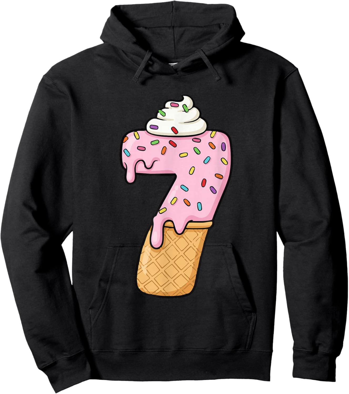 #7 Jersey Uniform Drip Teen Slang, Funny Ice Cream, 7th Hoodie - Hoodie | Black