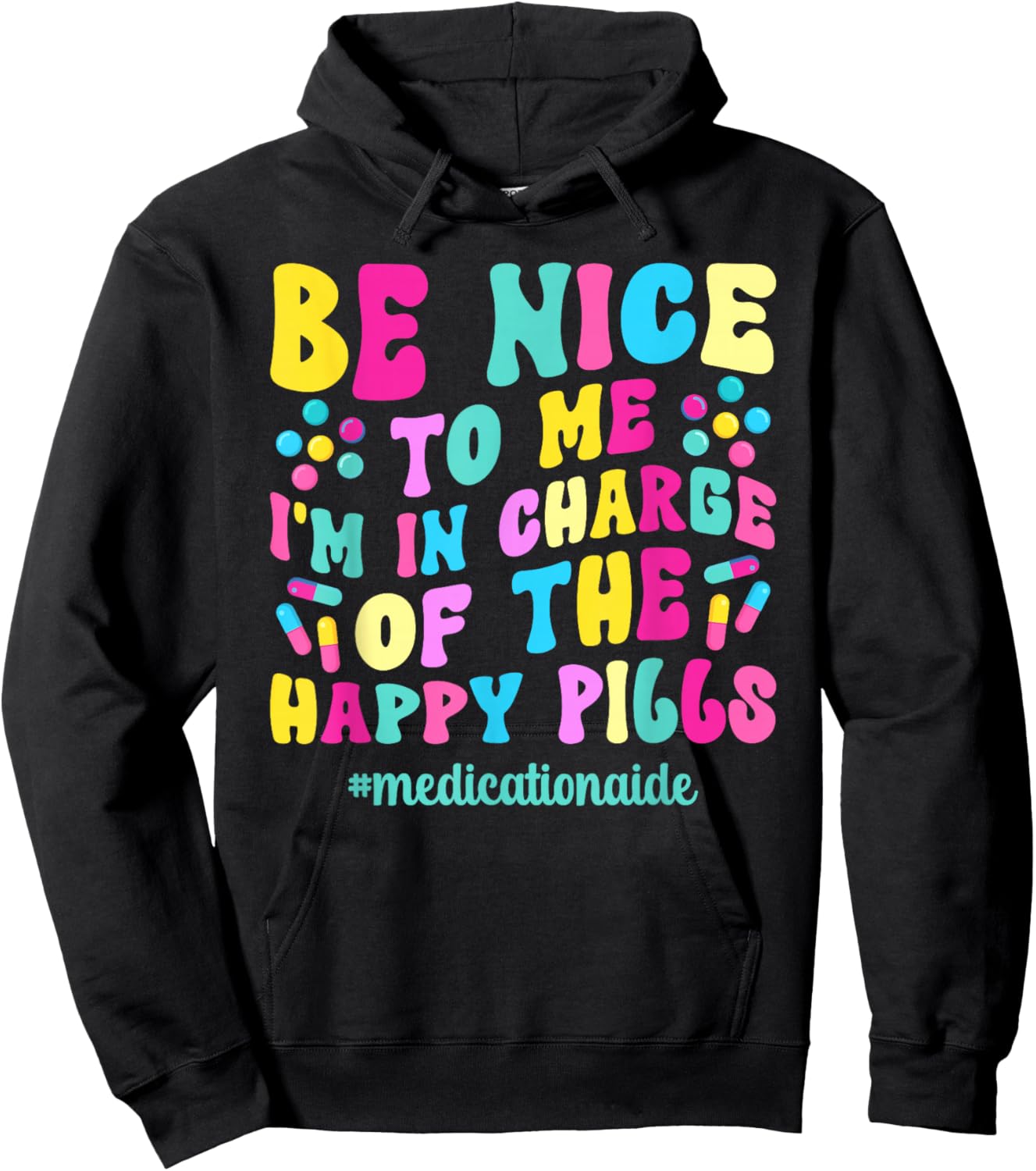 Medication Aide Med Aide Groovy Medication Aides Hoodie - Hoodie | Black