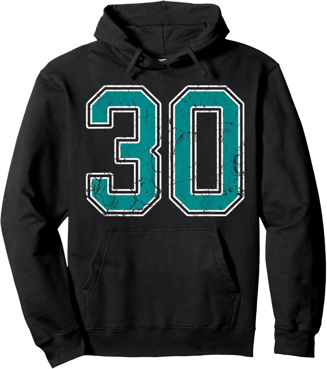 Teal and White Number 30 Jersey Player Uniform #30 Fan Hoodie - Hoodie | Black
