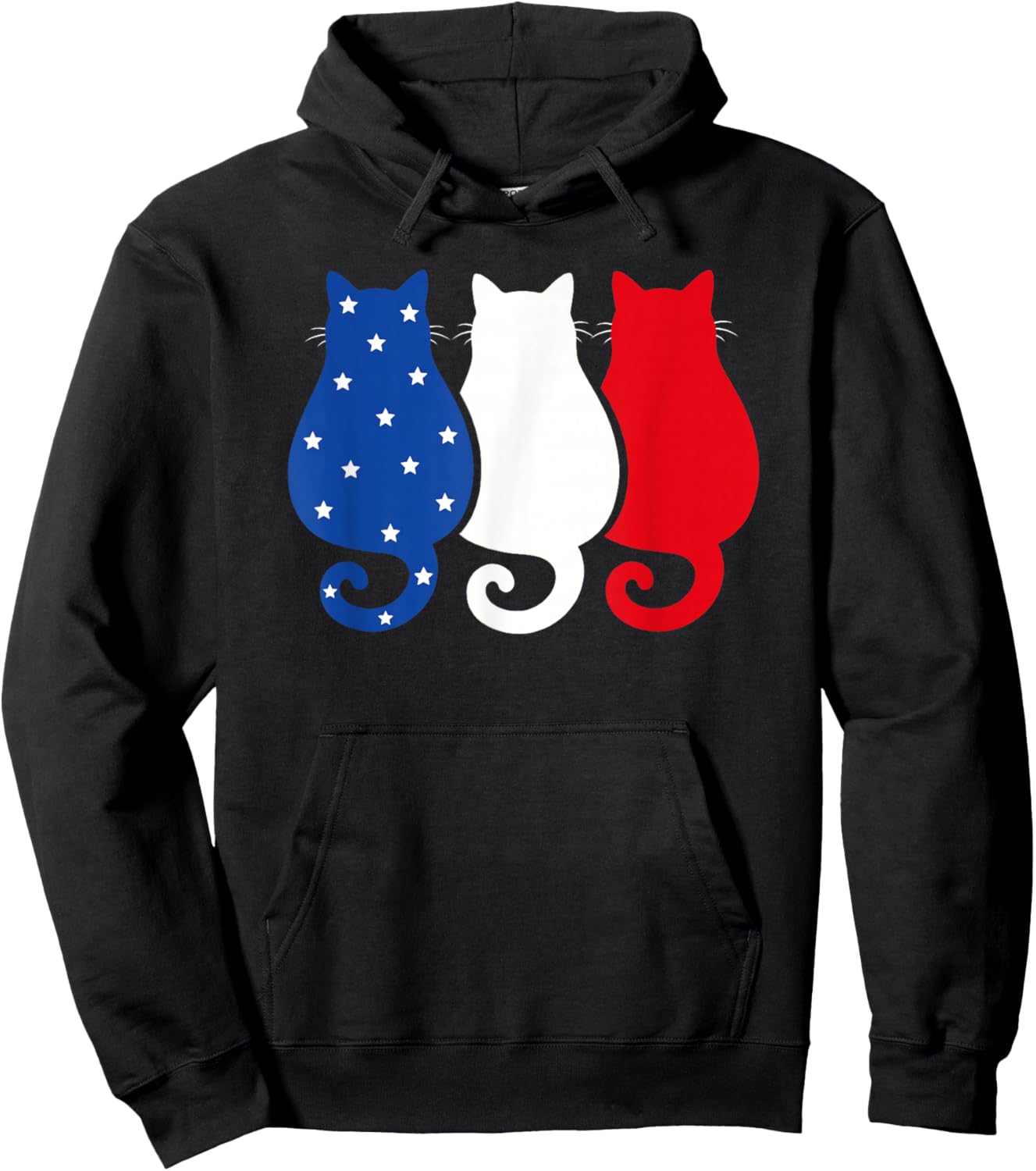 USA Flag Cats 4th of July Men Women Kids Funny Patriotic Hoodie - Hoodie | Black