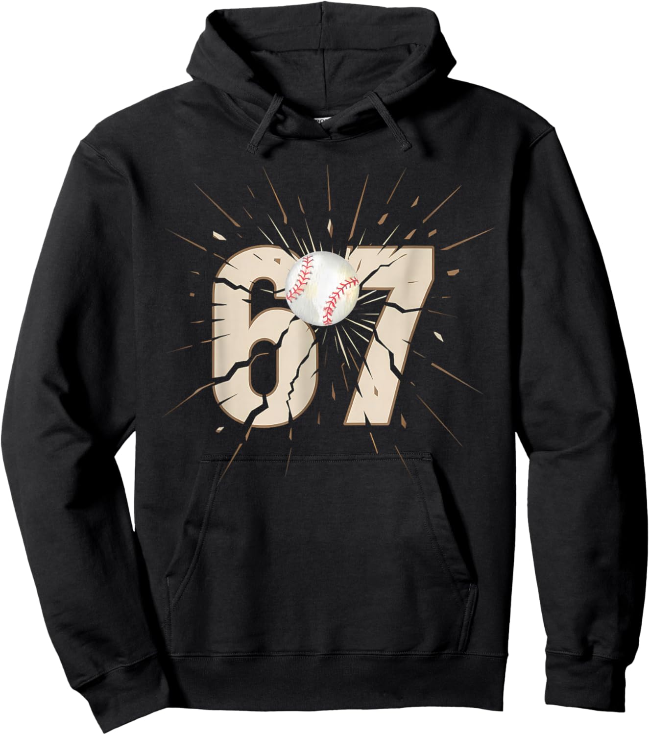 Baseball 67 Six Seven Funny Meme Number Hoodie - Hoodie | Black