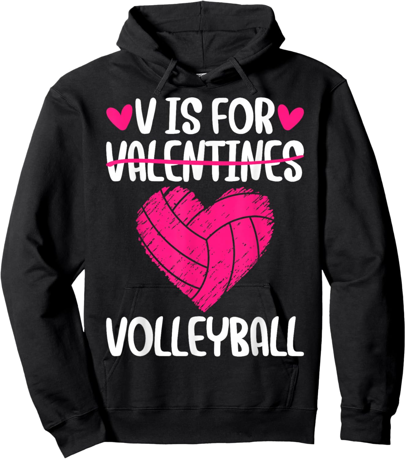 V is for Volleyball Valentine Couple Valentine Day Hoodie - Hoodie | Black
