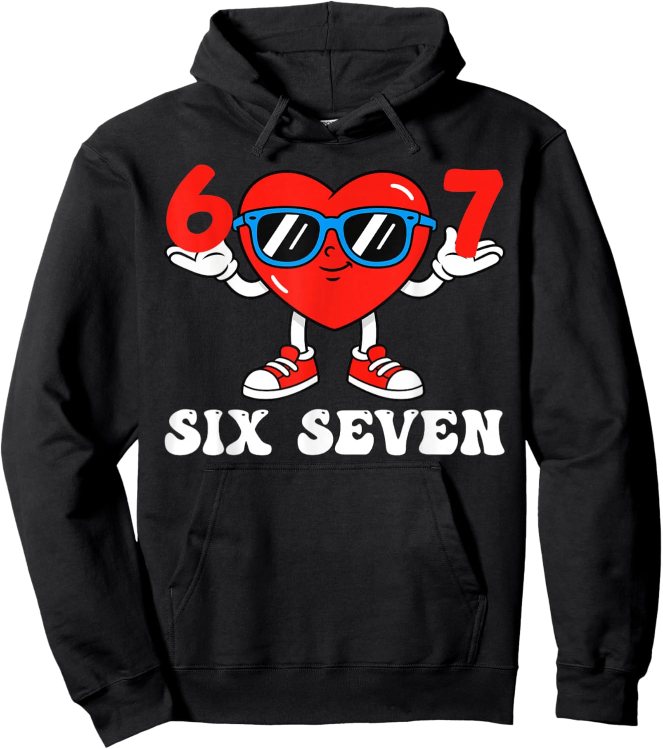 Funny 6 7 Meme Heart Gen Alpha Six Seven 67 Valentine’s Day Hoodie - Hoodie | Black