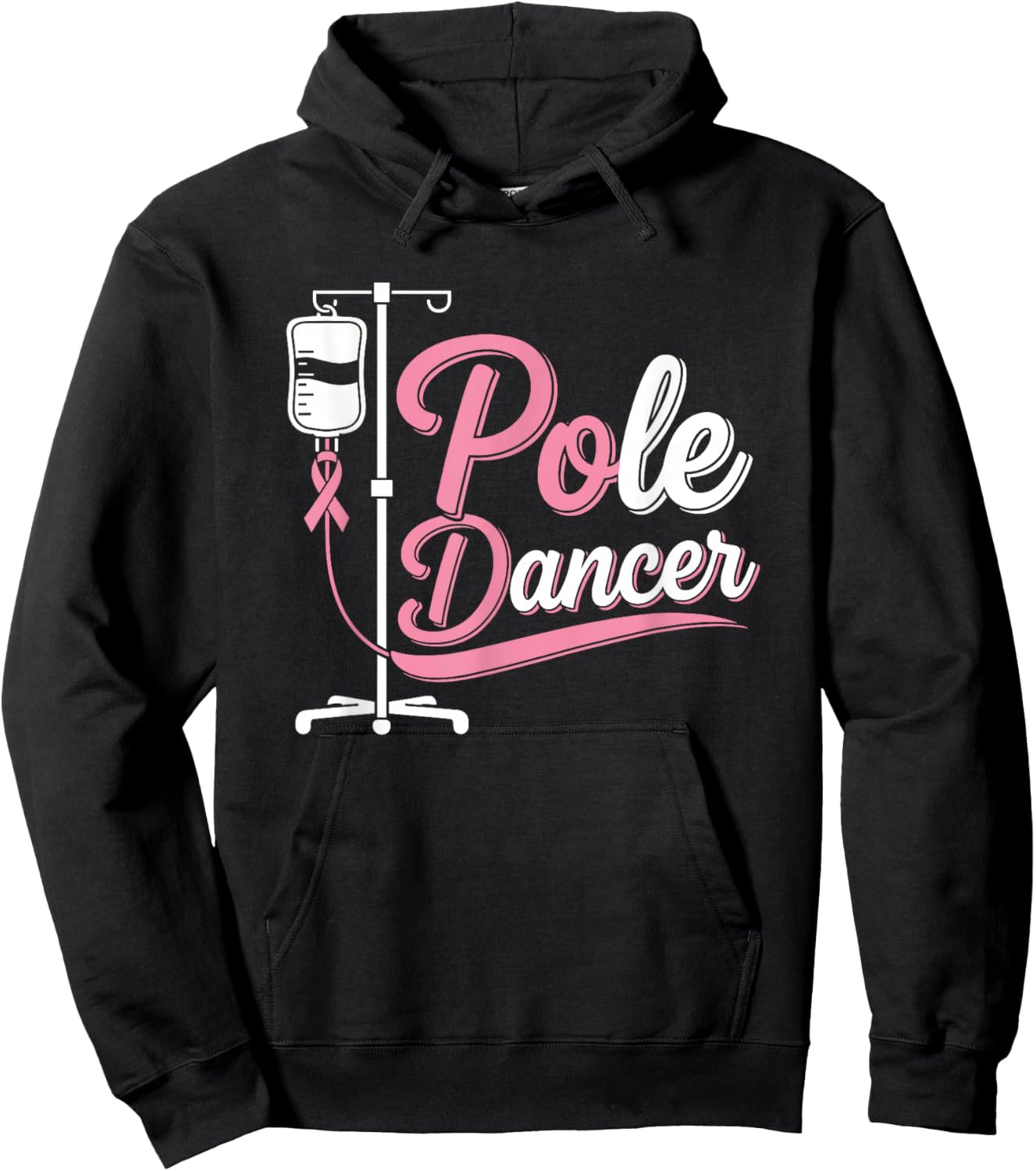 Pole Dancer Funny Breast Cancer Awareness Month Humor Women Hoodie - Hoodie | Black