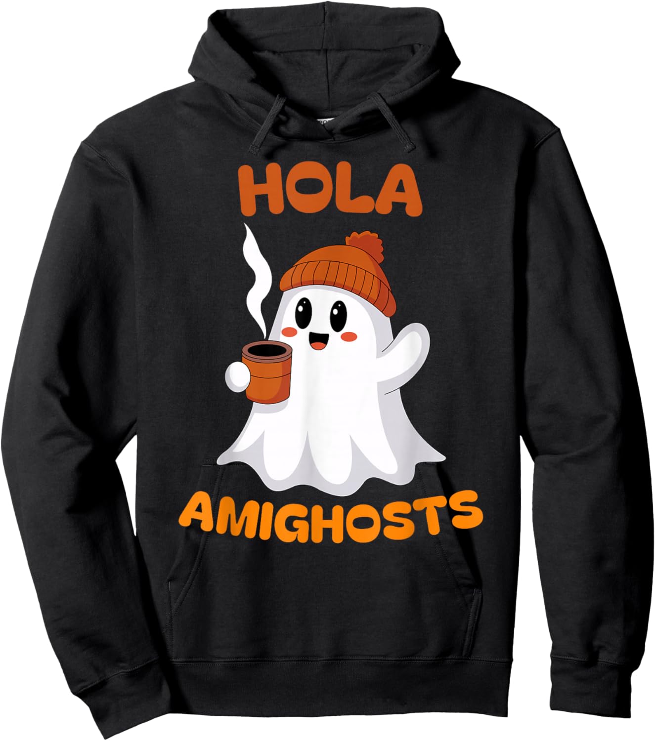 Hola Amighosts Funny Spanish Pun Language Ghost Halloween Hoodie - Hoodie | Black