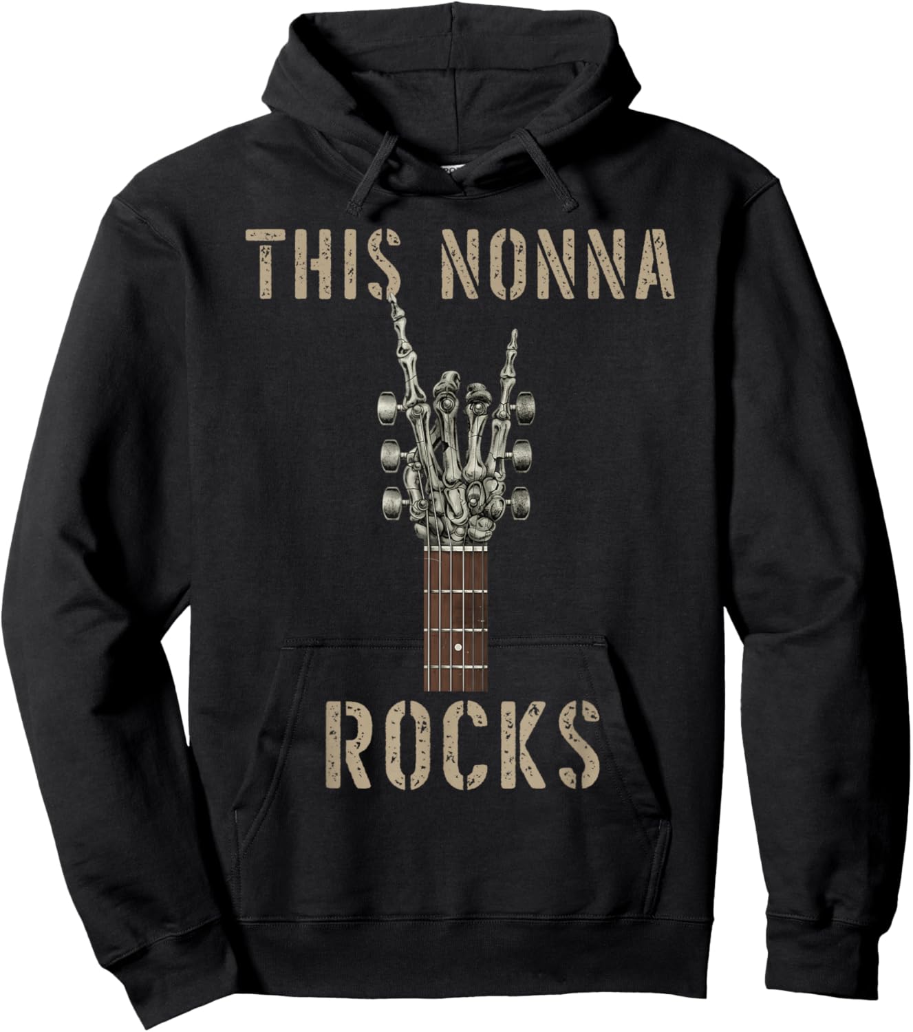 This Nonna Rocks Skeleton Hand Rock Music Band Guitar Grunge Hoodie - Hoodie | Black