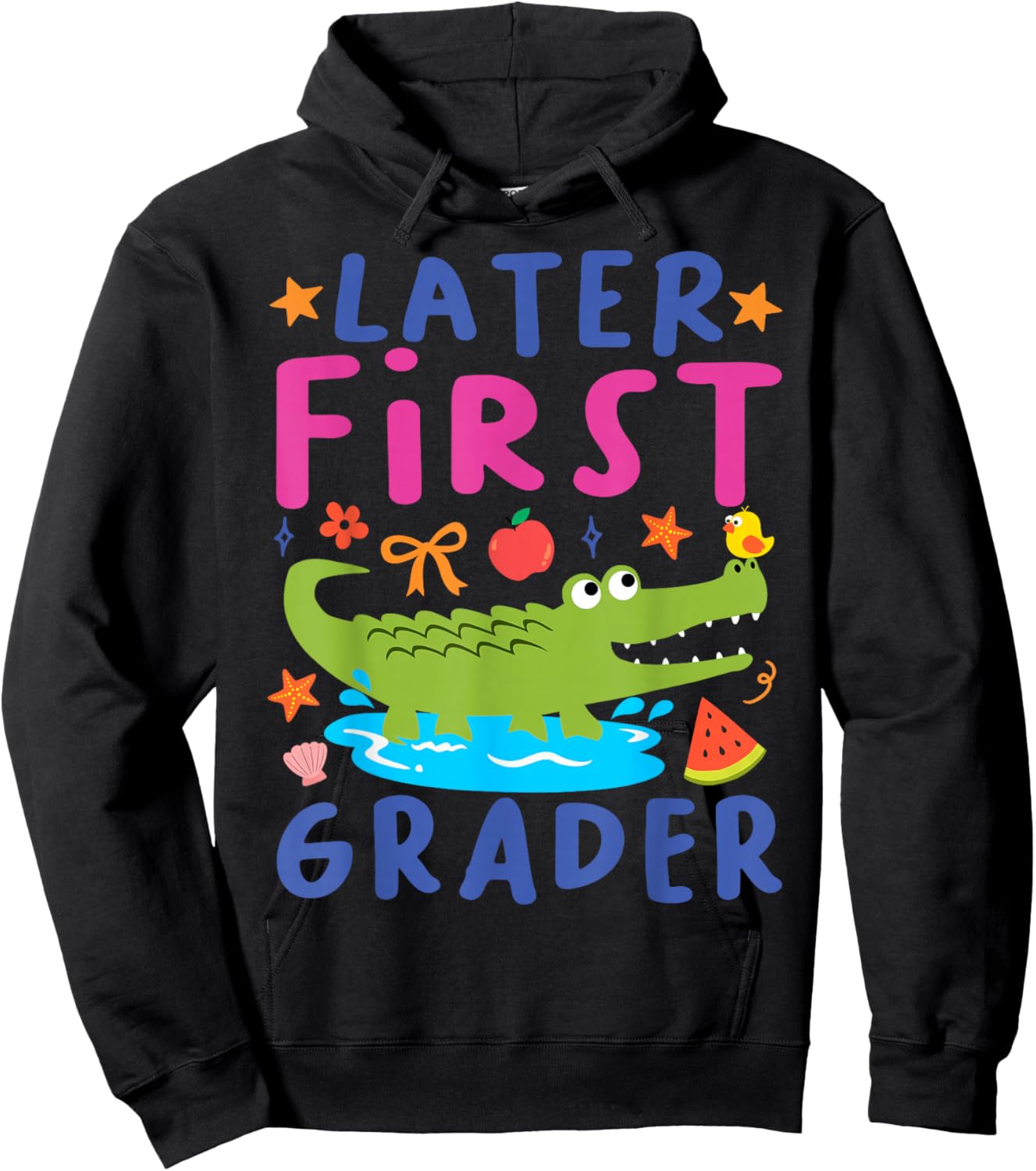 Later First Grader Cute Alligator Later Gator Teacher Kids Hoodie - Hoodie | Black