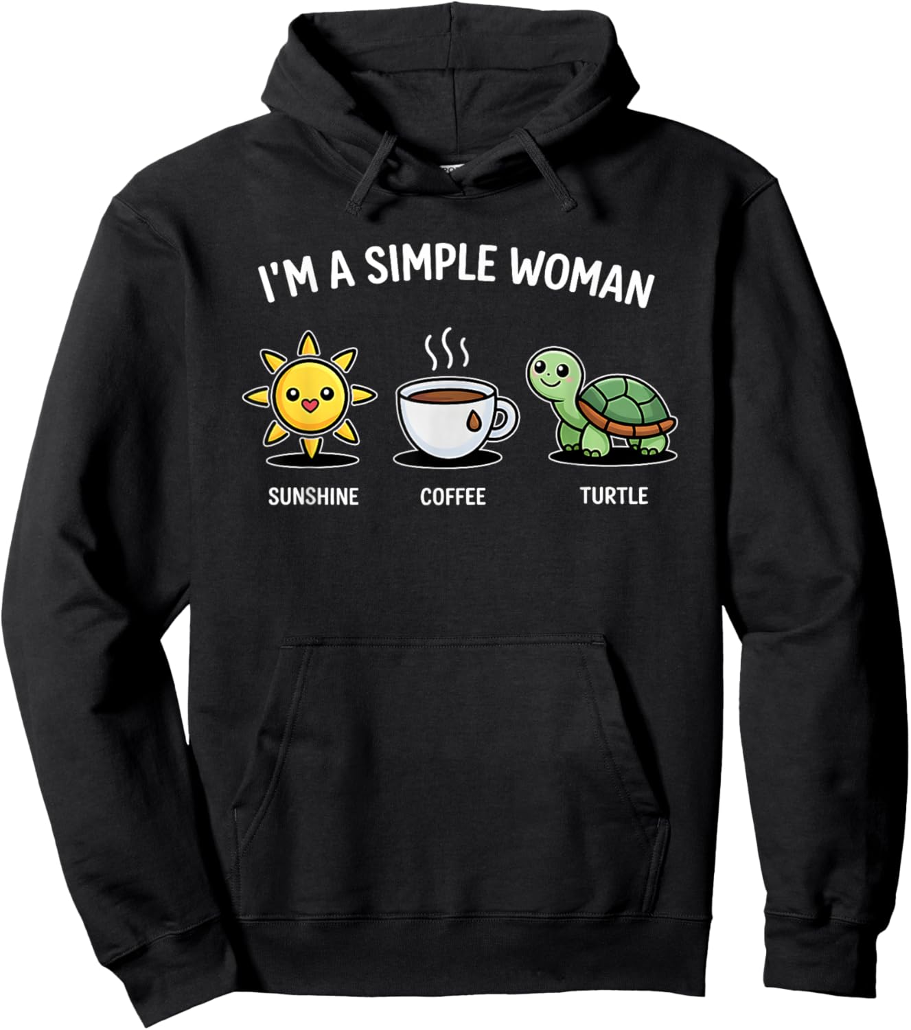 I’m A Simple Woman Sunshine Coffee and Turtle Hoodie - Hoodie | Black