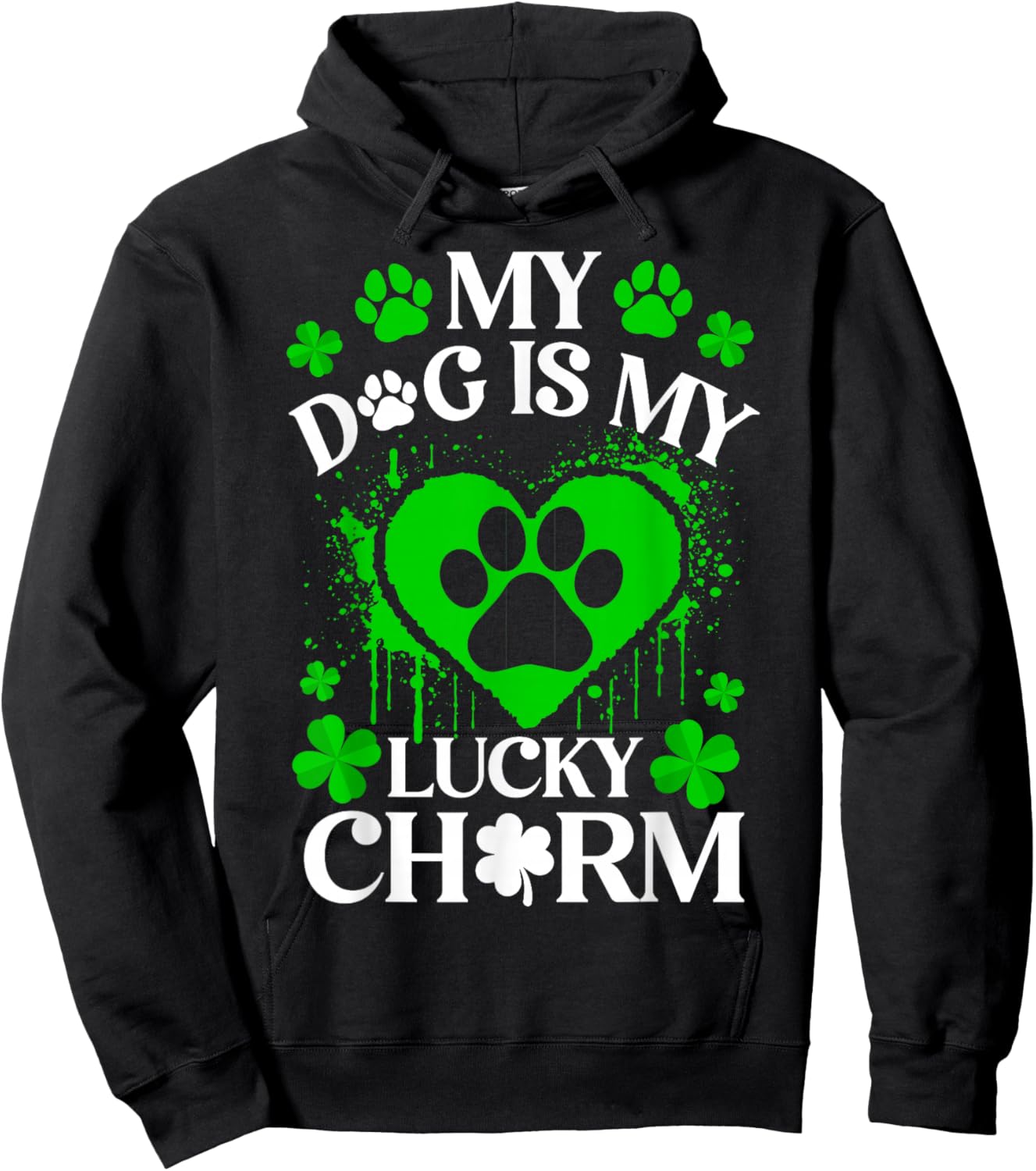 My Dogs is My Lucky Charm Funny Dog Lover St. Patrick’s Day Hoodie - Hoodie | Black