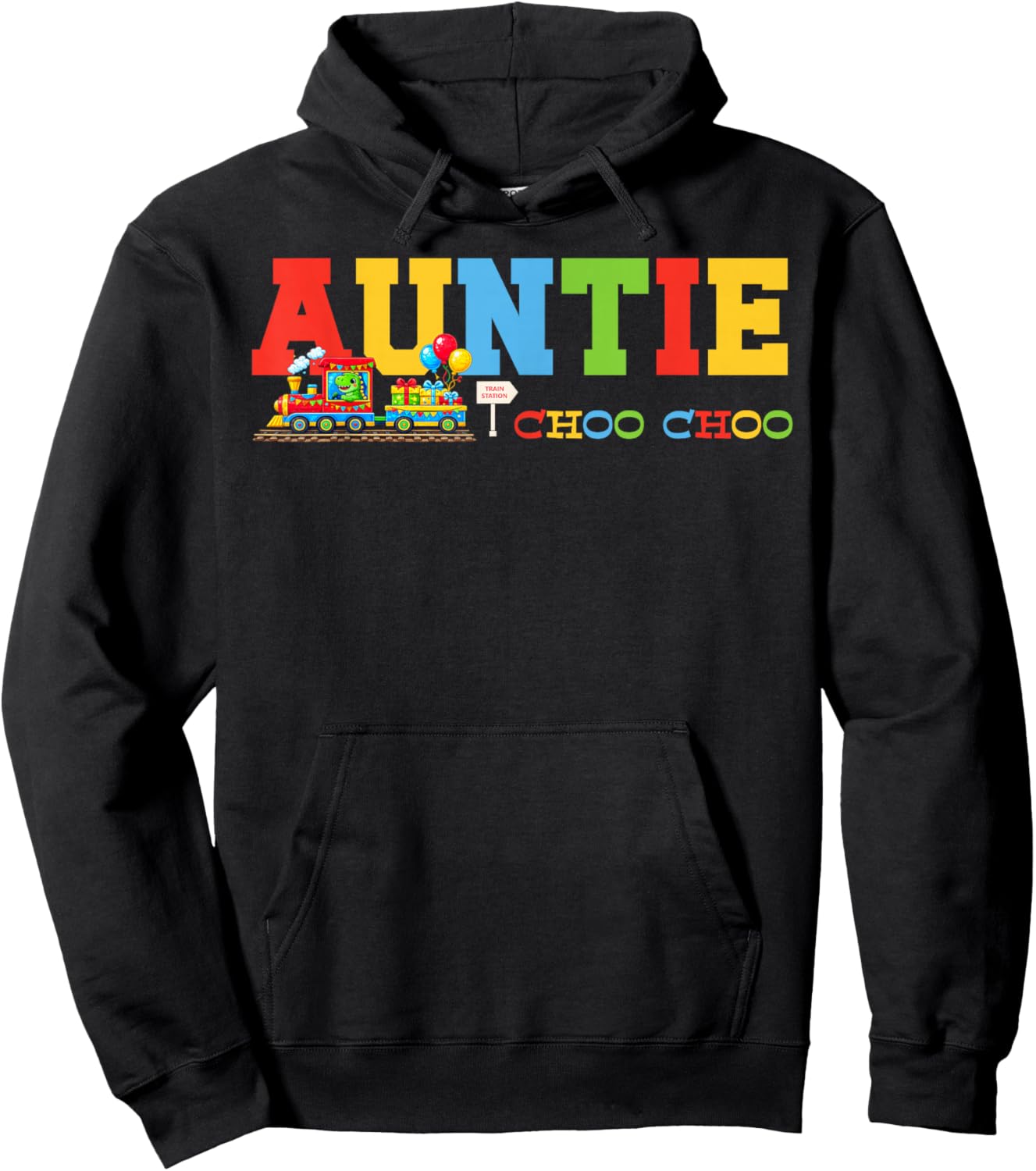 Train Birthday Auntie Hoodie - Hoodie | Black
