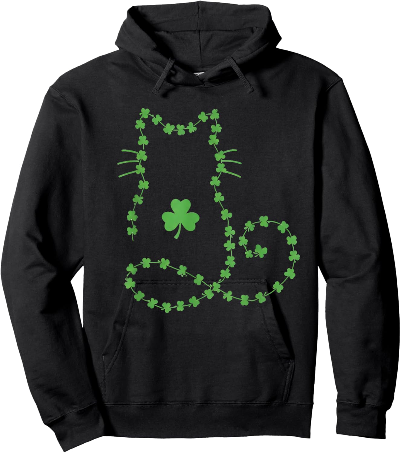 Cat St Patricks Day Shamrocks Retro Cute Kitten Lovers Pet Hoodie - Hoodie | Black