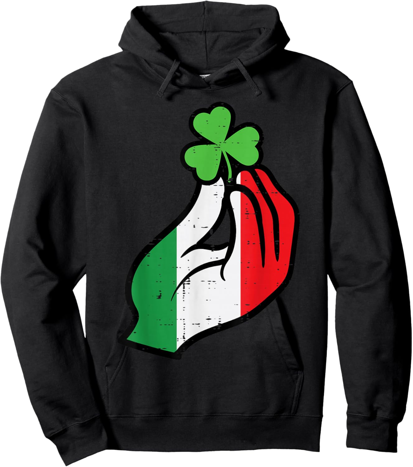 St Patricks Day Italian Hand Shamrock Saint Paddys Men Women Hoodie - Hoodie | Black