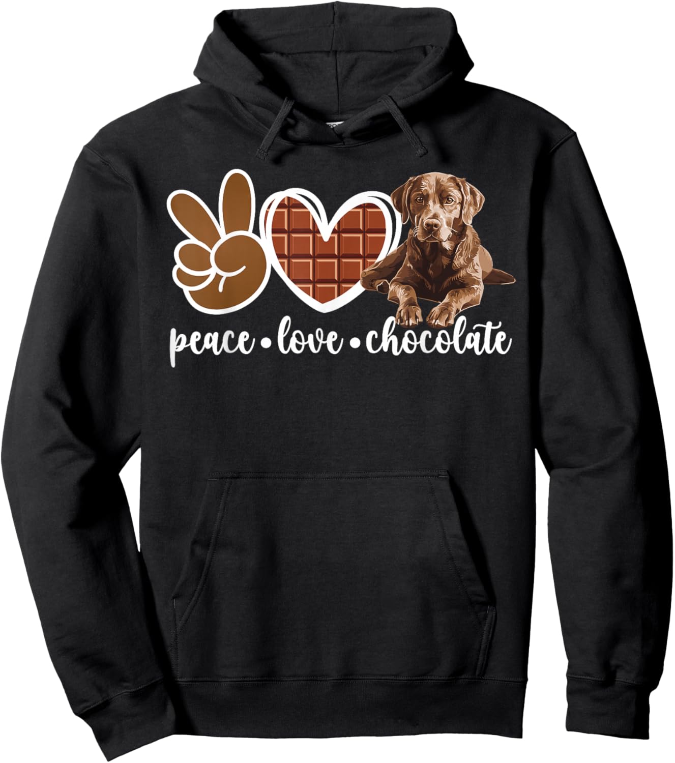 Peace Love Chocolate Lab Owner Chocolate Labrador Lover Hoodie - Hoodie | Black
