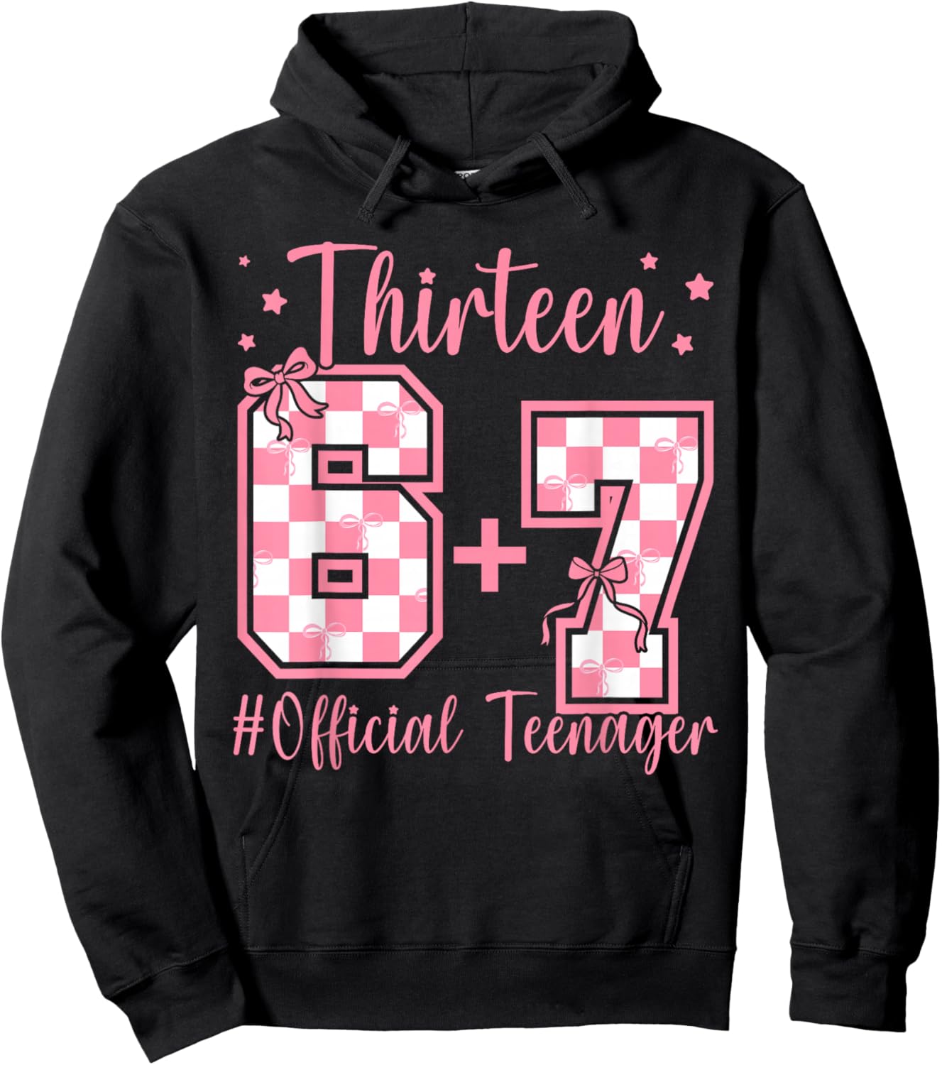 13th Birthday Official Teenager Six Seven Coquette Bow 6 7 Hoodie - Hoodie | Black
