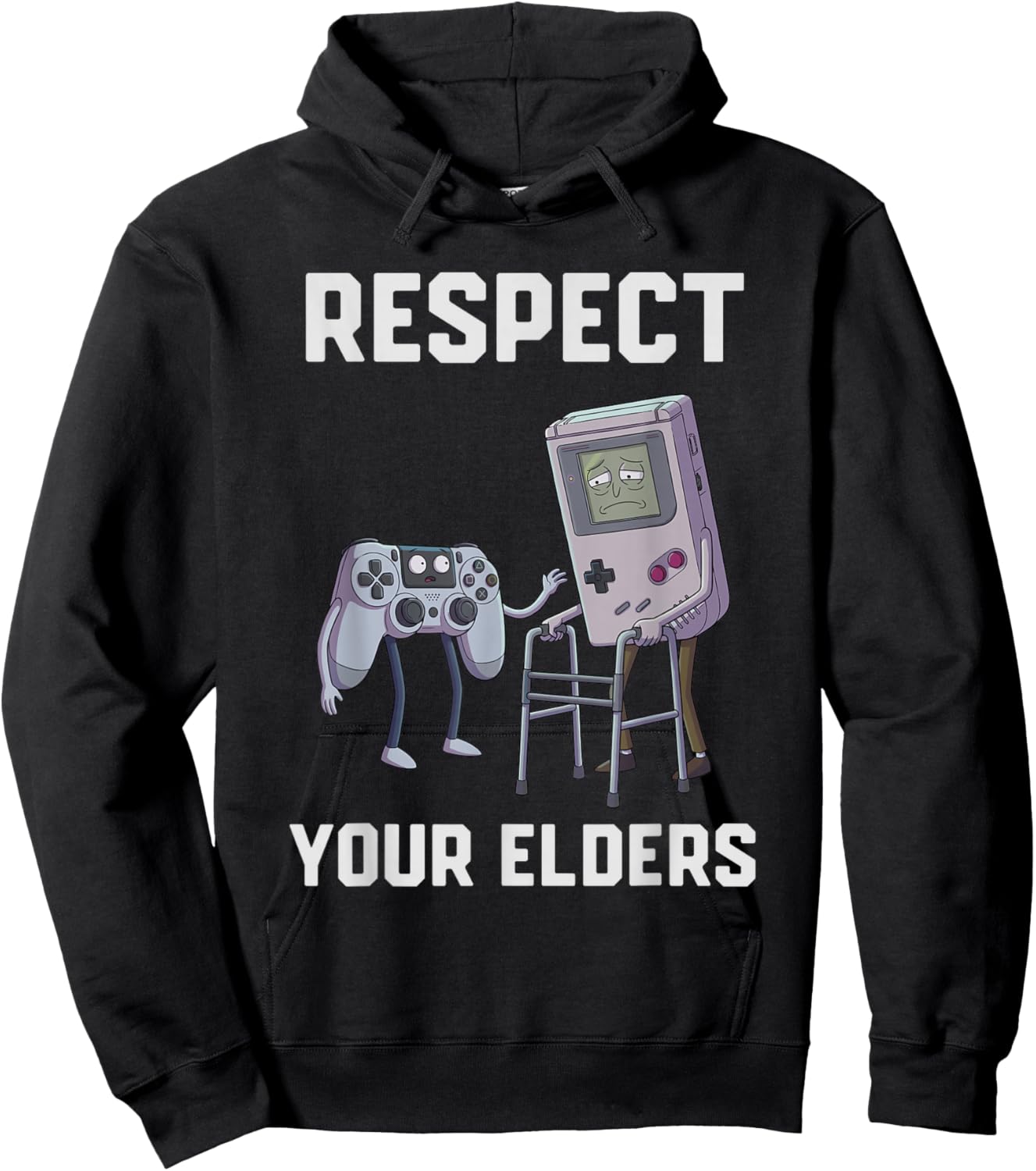 Respect Your Elders Control Vintage Retro Gaming Console Hoodie - Hoodie | Black