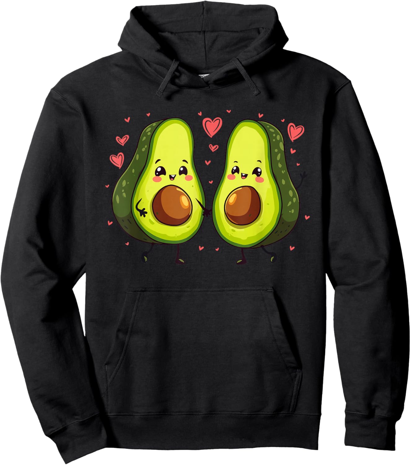 Adorable Avocado Valentine's Day Love Matching Couple Hoodie - Hoodie | Black