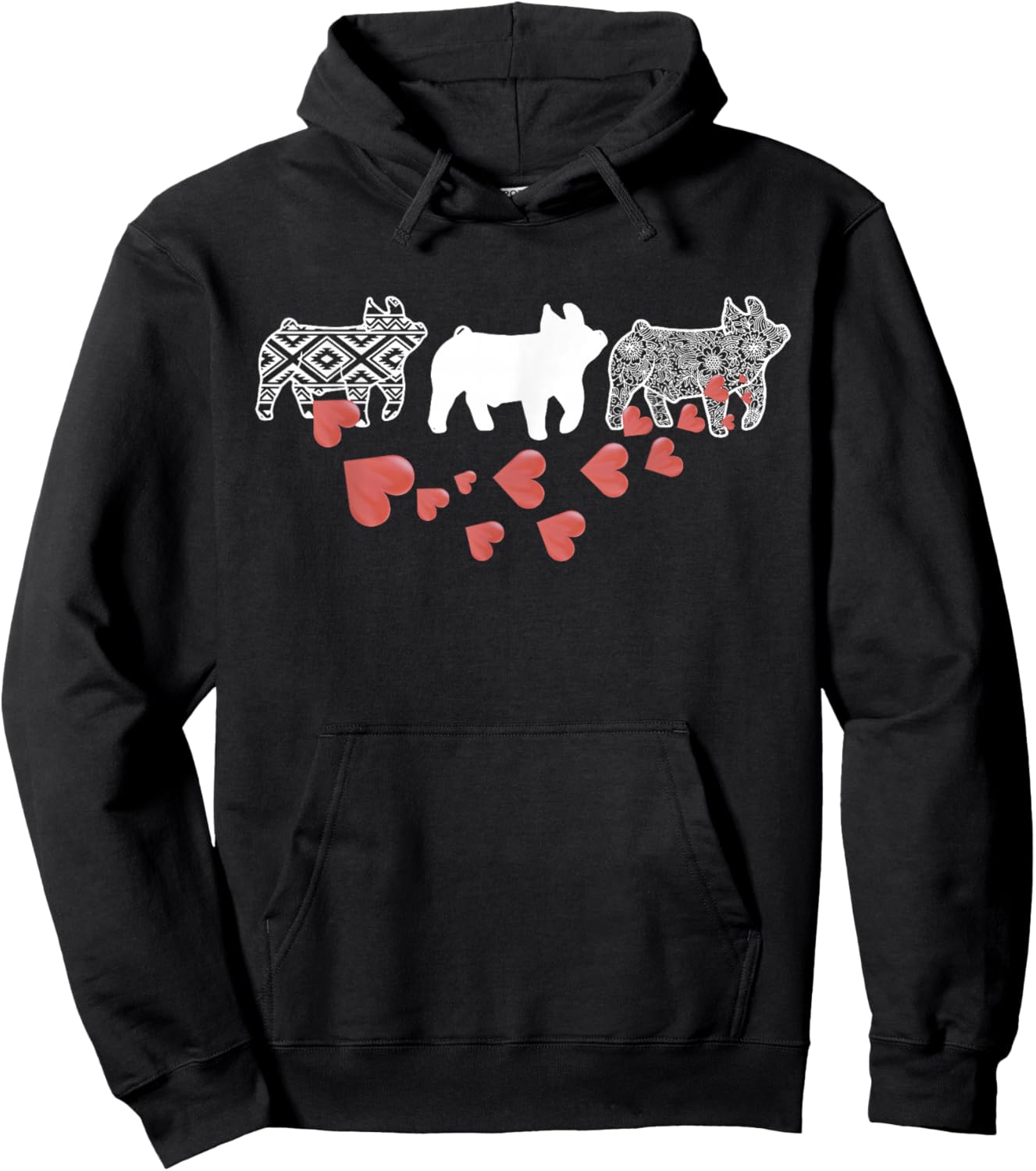 Stockshow Pig Valentine Aztec Show Pig Livestock Pig Breeder Hoodie - Hoodie | Black