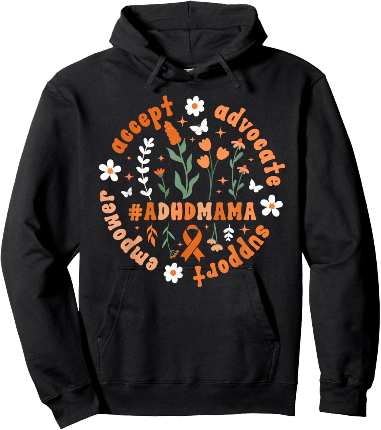ADHD Mama Groovy ADHD Mom of an ADHD Warrior ADHD Awareness Hoodie - Hoodie | Black