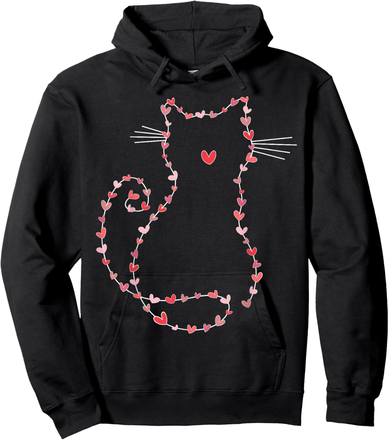 Cute Cat with Hearts Happy Valentines Boys Girls Kids Hoodie - Hoodie | Black
