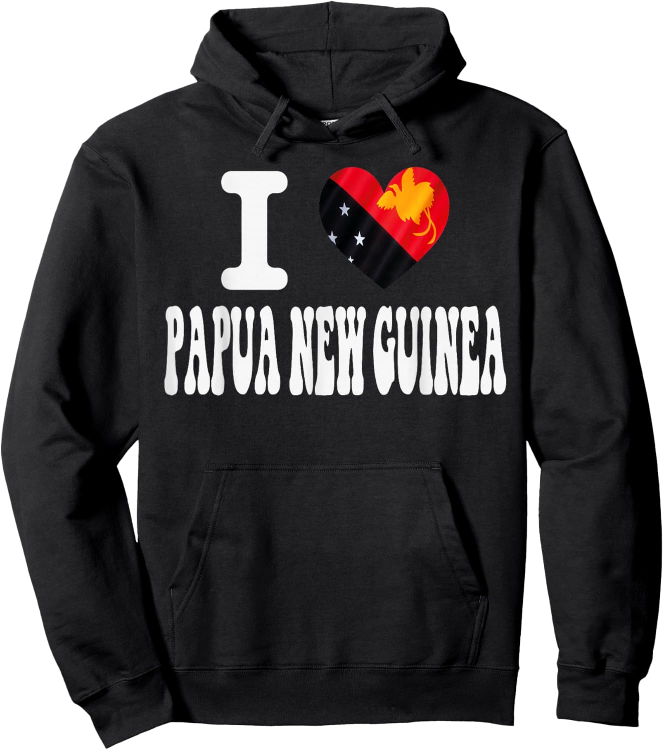 I Love Papua NEW Guinea Heart Flag Retro Travel Souvenir Hoodie - Hoodie | Black