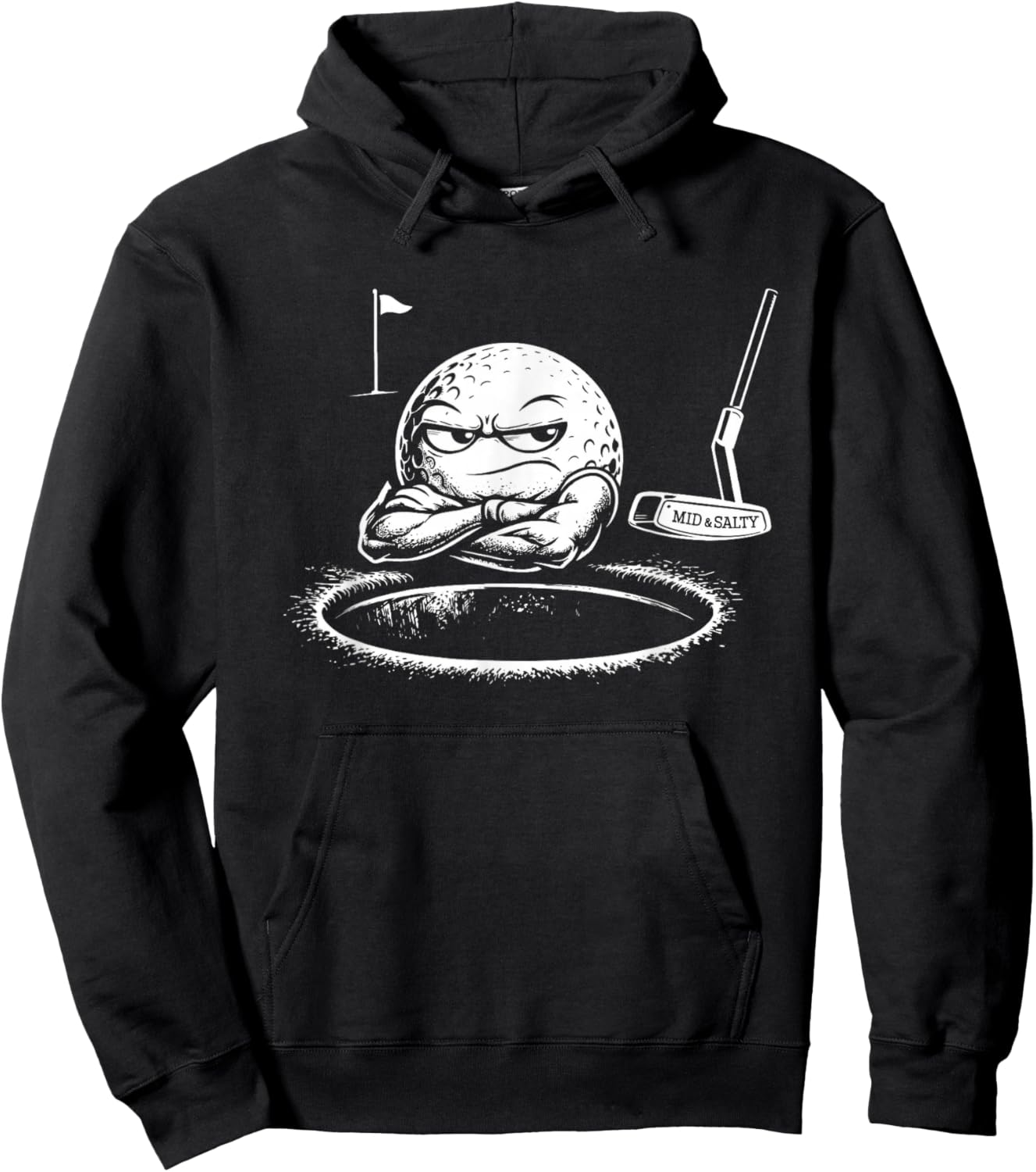 Funny Salty Golf Ball Putter Sports T Hoodie - Hoodie | Black