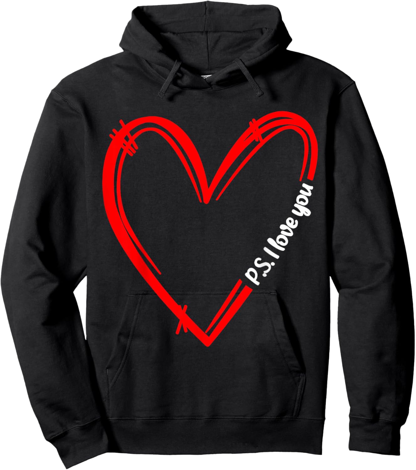 PS I Love You Day Valentine's Day Purple Heart Women Men Kid Hoodie - Hoodie | Black