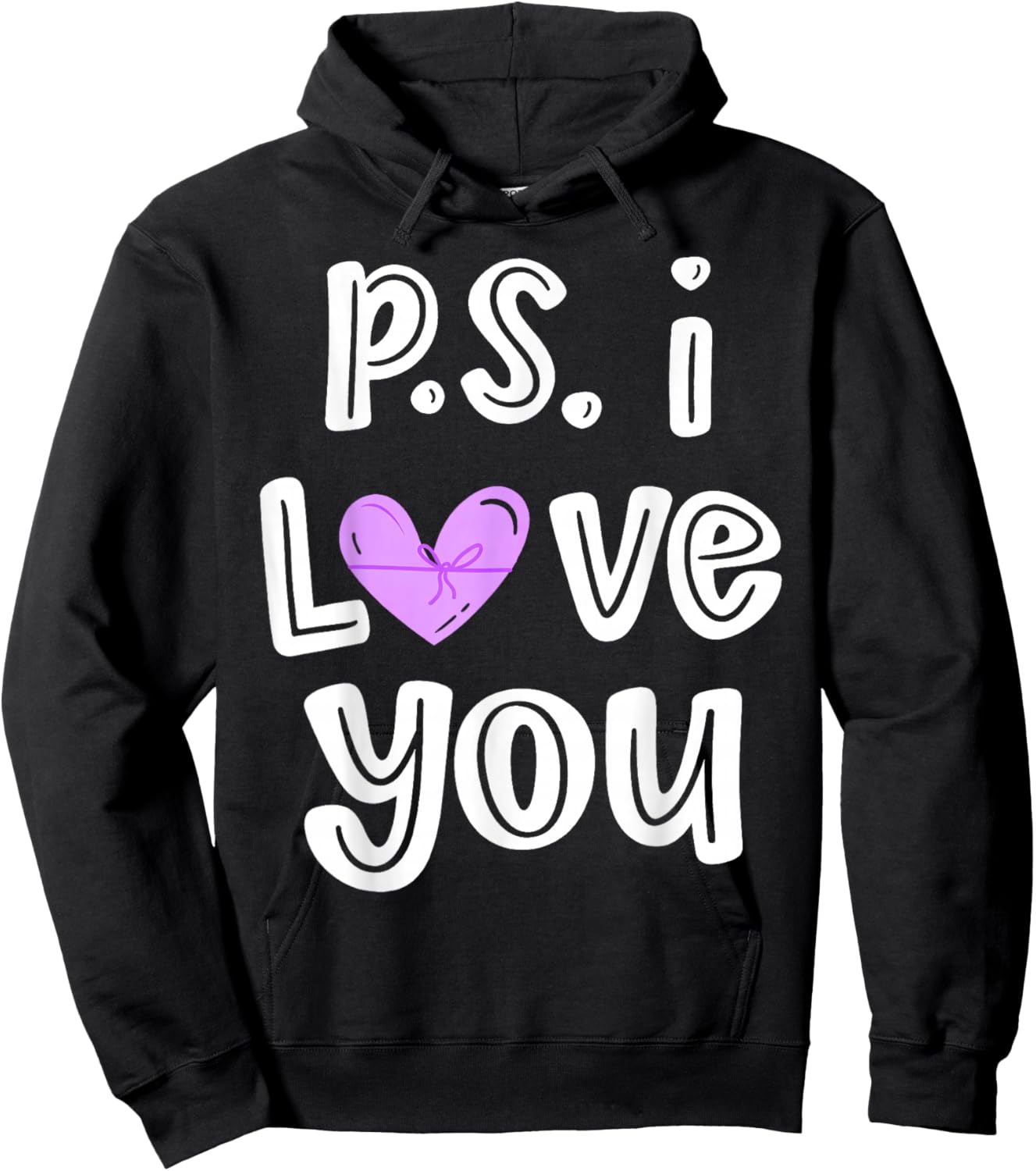 PS I Love You Day Valentine's Day Purple Heart Women Men Kid Hoodie - Hoodie | Black