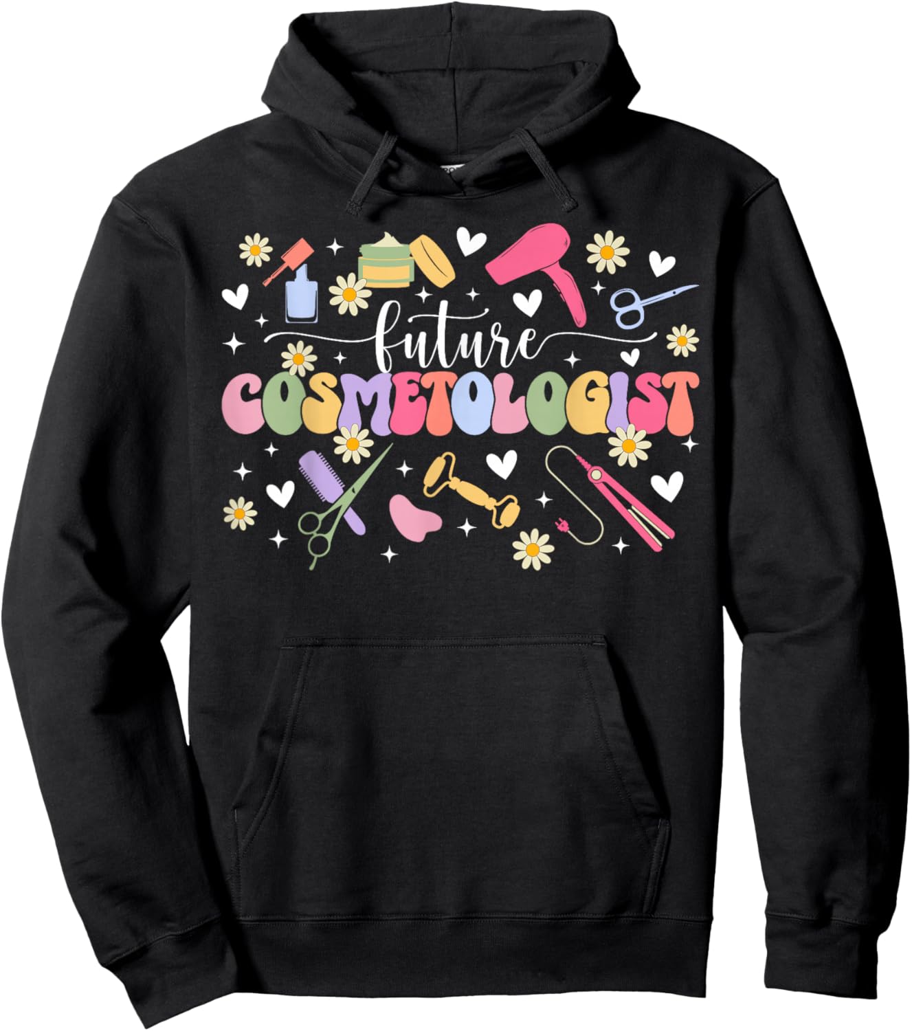 Future Cosmetologist in Progress Groovy Cosmetology Student Hoodie - Hoodie | Black