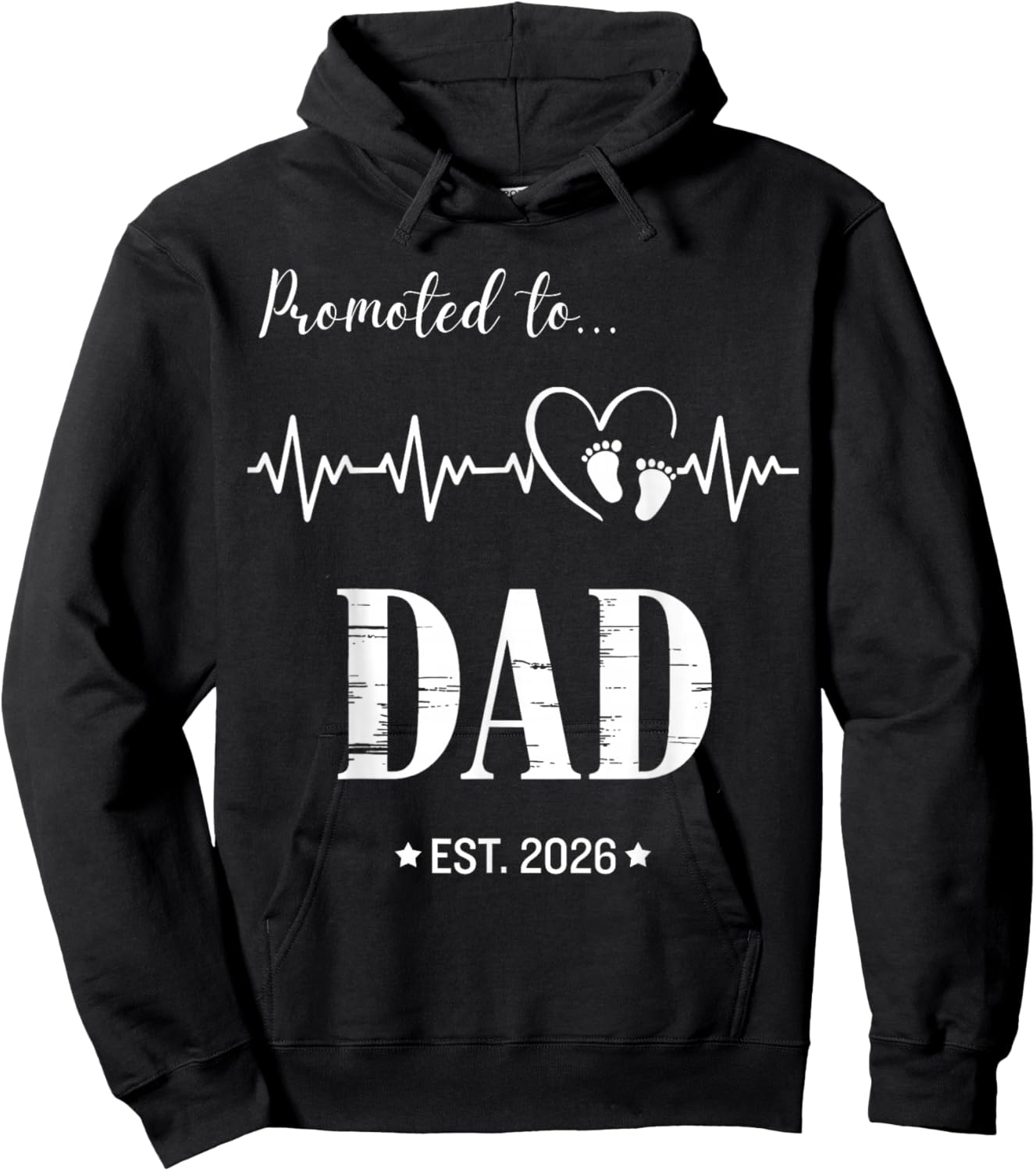 Promoted to Dad Est 2026 Funny Pregnancy Announcement Hoodie - Hoodie | Black