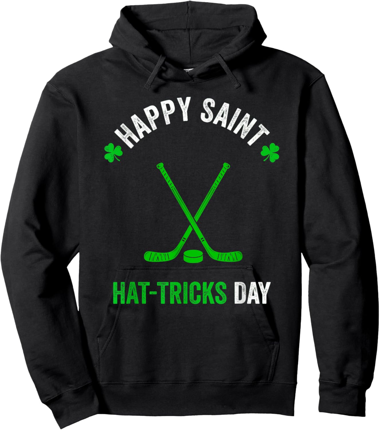 Hockey St Patricks Day Boys Men Shamrock Hockey Hoodie - Hoodie | Black