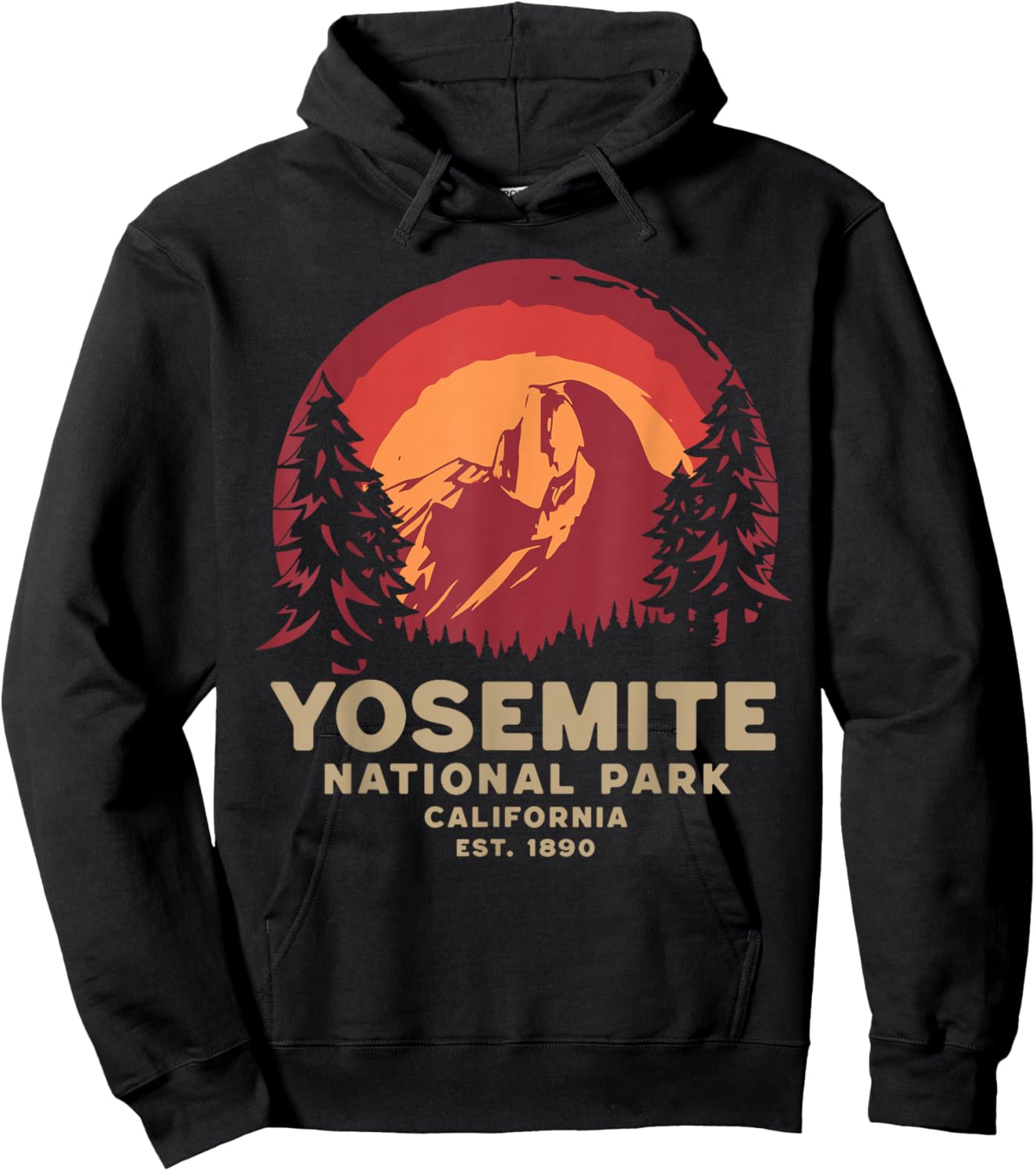 Yosemite National Park California USA Retro Vintage Nature Hoodie - Hoodie | Black