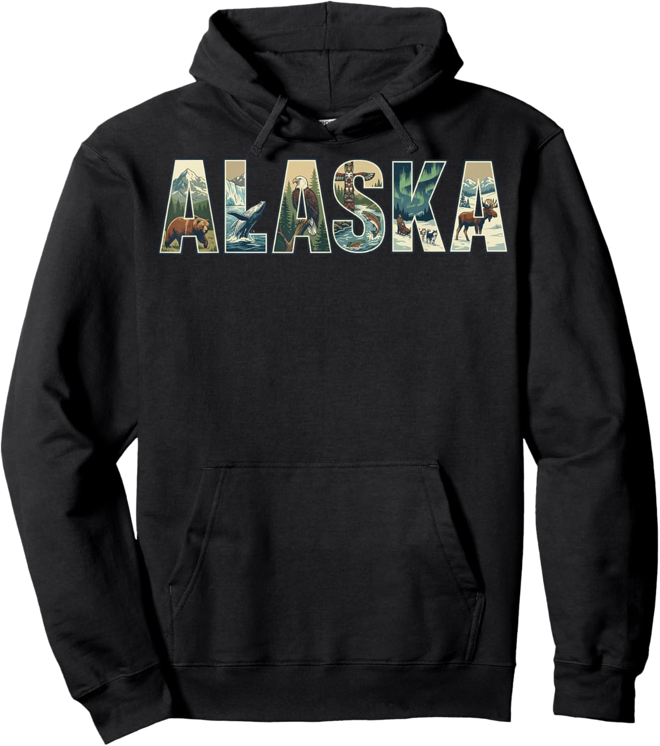 Alaska Wildlife Bear Hiking Moose Hoodie - Hoodie | Black