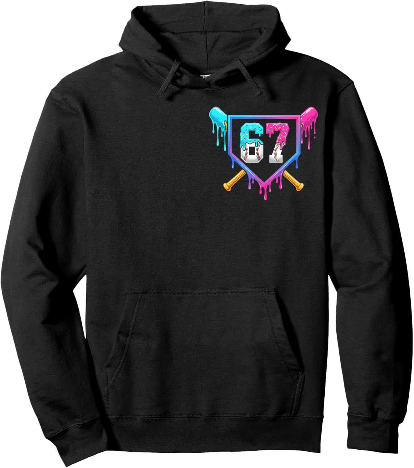 Baseball 67 Six Seven Meme Funny 6-7 Drip Baseball Boys Men Hoodie - Hoodie | Black